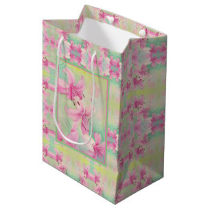 Bolsa De Regalo Mediana Med Gift Bag Pink Watercolor Lilis