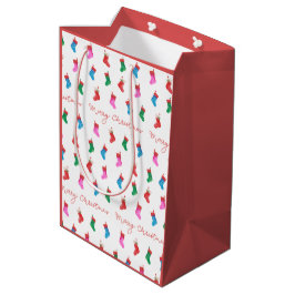Bolsa De Regalo Mediana Medias de Navidad Patrón Festivo Colorido 