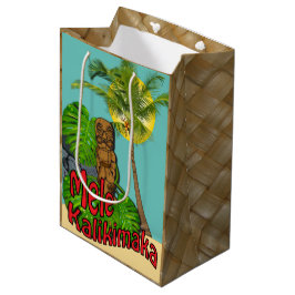 Bolsa De Regalo Mediana Medio hawaiano del día de navidad de Tiki Mele