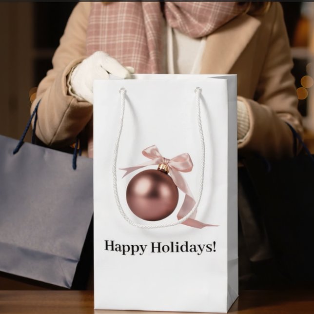 BOLSA DE REGALO MEDIANA MEDIUM DUSTY ROSE HOLIDAY ORNAMENT GIFT BAG (Make gifting effortless! Aesthetic packaging for your perfect holiday unboxing.)