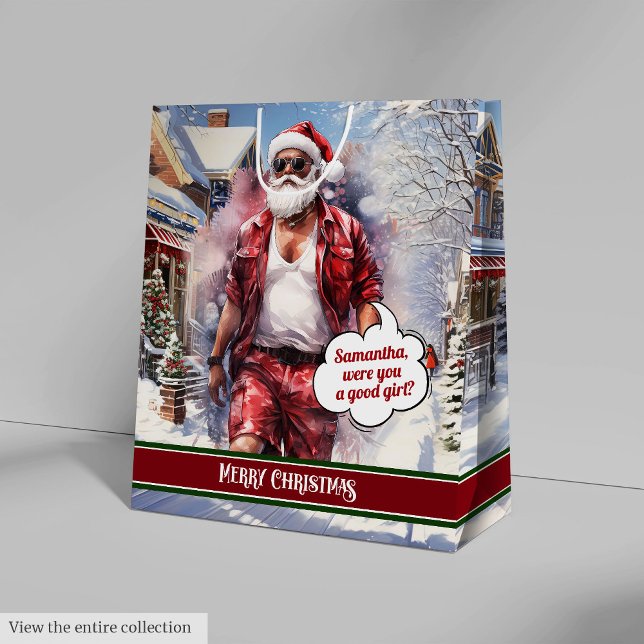 Bolsa De Regalo Mediana Medium Gift Bag Cool Santa Christmas Organizer (Medium Gift Bag Cool Santa Christmas Organizer)