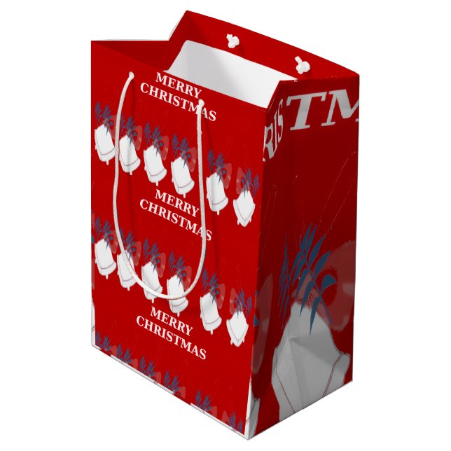 Bolsa De Regalo Mediana Medium Gift Bag Merry Christmas Red and White  (Angulo reverso)