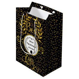 Bolsa De Regalo Mediana Mejor Premio de Maestros Oro con Negro Gracias