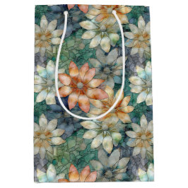 Bolsa De Regalo Mediana Melocotón Blanco Azul Verde Floral