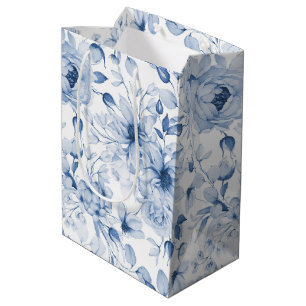 Bolsa De Regalo Mediana Melodía azul y blanco y acuarela de flores