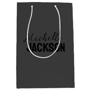Bolsa De Regalo Mediana Mensaje de nombre minimalista y sencillo