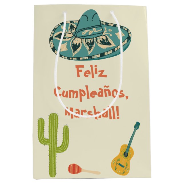 Bolsa De Regalo Mediana Mensaje de personalizado Cumpleaños Temático Mexic (Anverso)