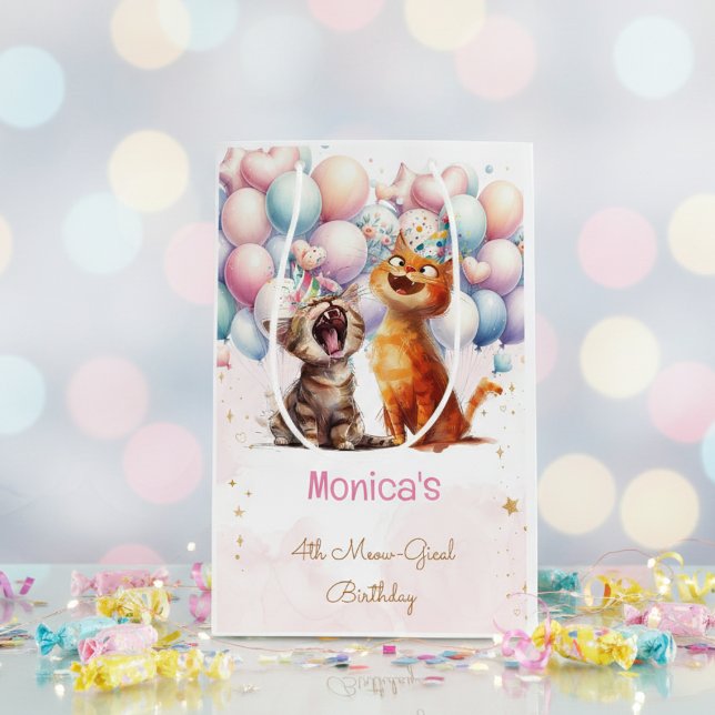 Bolsa De Regalo Mediana Meowing cats meow meow gical cumpleaños Gift Bag (Subido por el creador)
