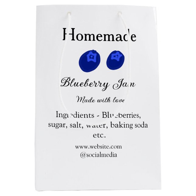Bolsa De Regalo Mediana Mermelada casera de arándanos hecha con amor agreg (Anverso)
