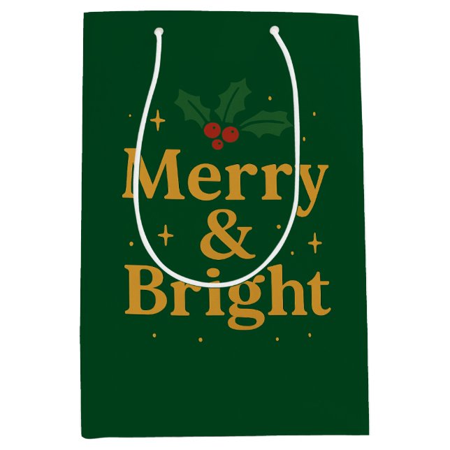 Bolsa De Regalo Mediana Merry & Bright Christmas Quote (Anverso)