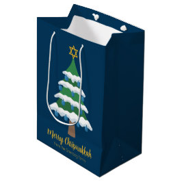 Bolsa De Regalo Mediana Merry Chrismukkah Cute Hanukkah Tree Fiesta
