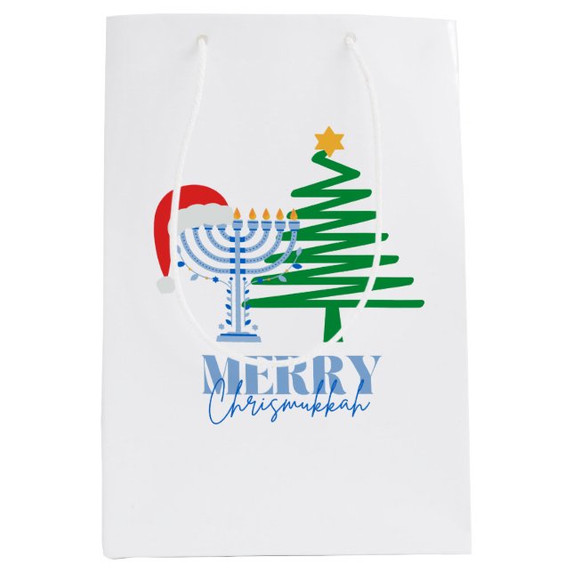 Bolsa De Regalo Mediana Merry Chrismukkah White Gift Bag (Anverso)