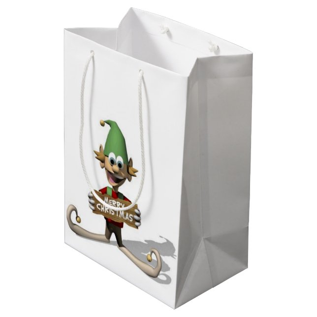 Bolsa De Regalo Mediana Merry Christmas Gift Bags Elf (Angulo reverso)