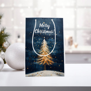 Bolsa De Regalo Mediana Merry Christmas Golden Tree