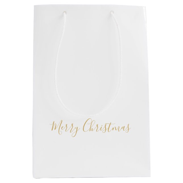Bolsa De Regalo Mediana Merry Christmas in Gold, or Your Message (Anverso)