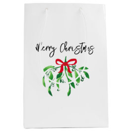 Bolsa De Regalo Mediana MERRY CHRISTMAS Mistletoe Kiss Festividad de fiest