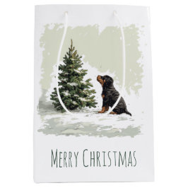 Bolsa De Regalo Mediana Merry Christmas Rottweiler Dog Christmas Tree