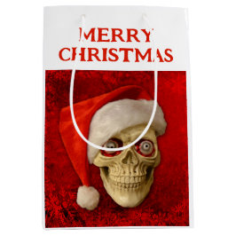 Bolsa De Regalo Mediana Merry Christmas. Skull wearing Santa hat