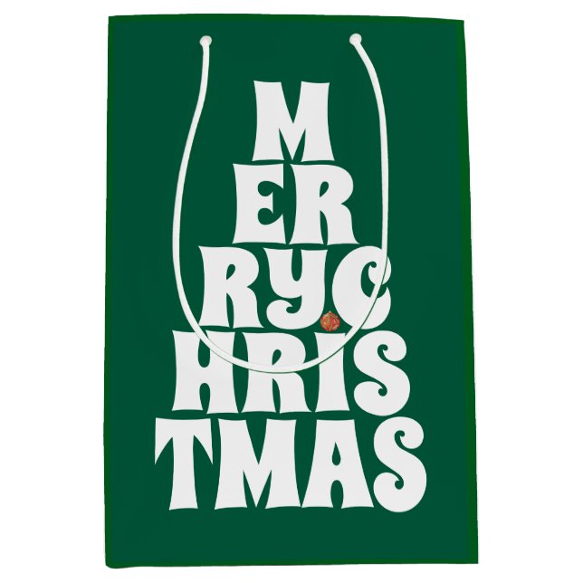 Bolsa De Regalo Mediana Merry Christmas Tree Style para divertirse (Anverso)