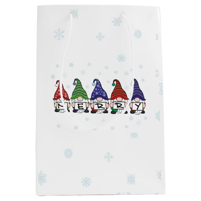 Bolsa De Regalo Mediana Merry Gnomes (Anverso)