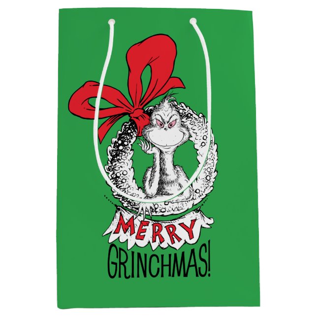Bolsa De Regalo Mediana Merry Grinchmas Wreath The Grinch (Anverso)