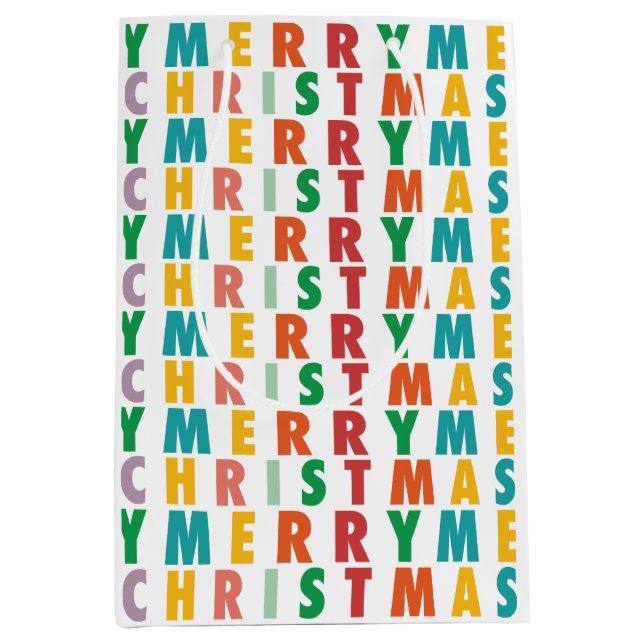 BOLSA DE REGALO MEDIANA MERRY LOVE JOY | NAVIDADES COLORIDOS (Anverso)