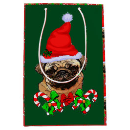 Bolsa De Regalo Mediana Merry Navidades de Cute Santa Pug