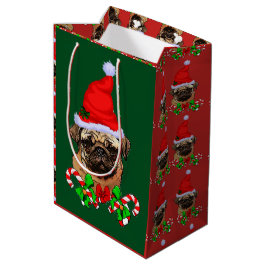 Bolsa De Regalo Mediana Merry Navidades de Cute Santa Pug