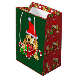 Bolsa De Regalo Mediana Merry Navidades españoles de Cocker Cute