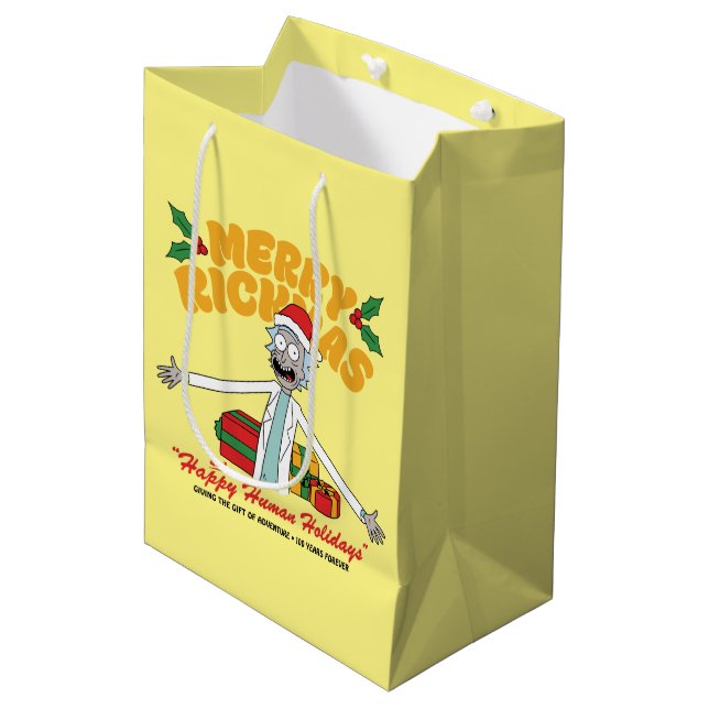 Bolsa De Regalo Mediana Merry Rickmas and Happy Human Holidays (Angulo Anverso)