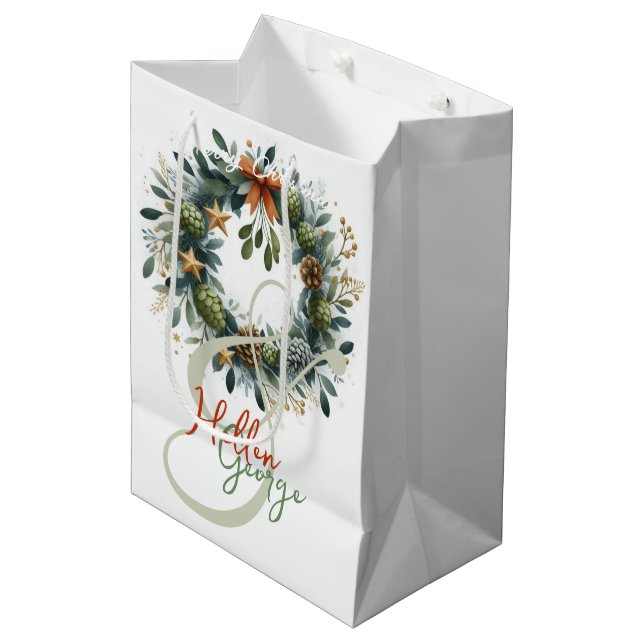 Bolsa De Regalo Mediana Mery Navidades Cones Mistletoe Personalizado (Angulo Anverso)