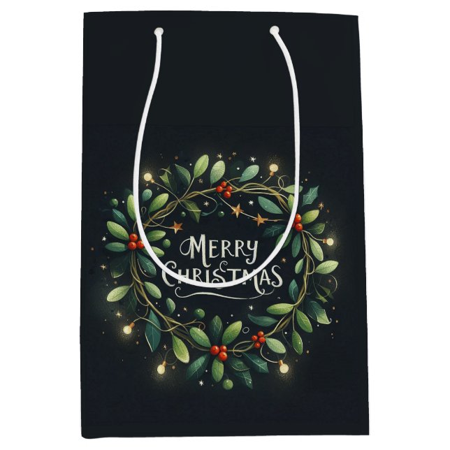 Bolsa De Regalo Mediana Mery Navidades Mistletoe Wreath (Anverso)