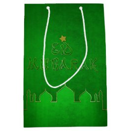 Bolsa De Regalo Mediana Mezquita de Oro Verde de Eid Mubarak