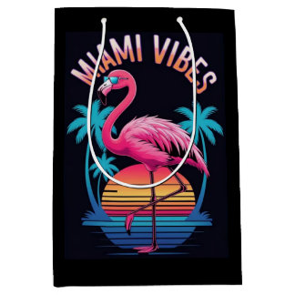 Bolsa De Regalo Mediana Miami Vibes Summer Flamingo Design-63454