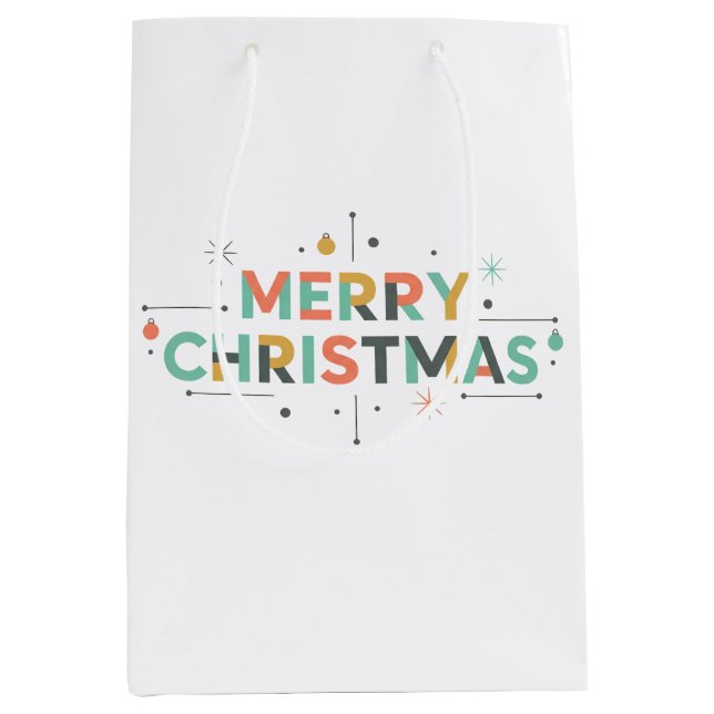 Bolsa De Regalo Mediana Mid-Century Merry Christmas – Retro Style (Anverso)