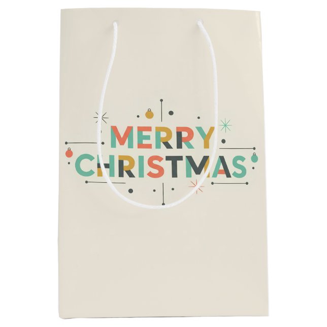 Bolsa De Regalo Mediana Mid-Century Merry Christmas – Retro Style (Anverso)