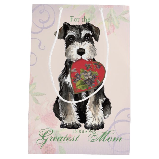 Bolsa De Regalo Mediana Miniatura Schnauzer Heart Mom (Reverso)