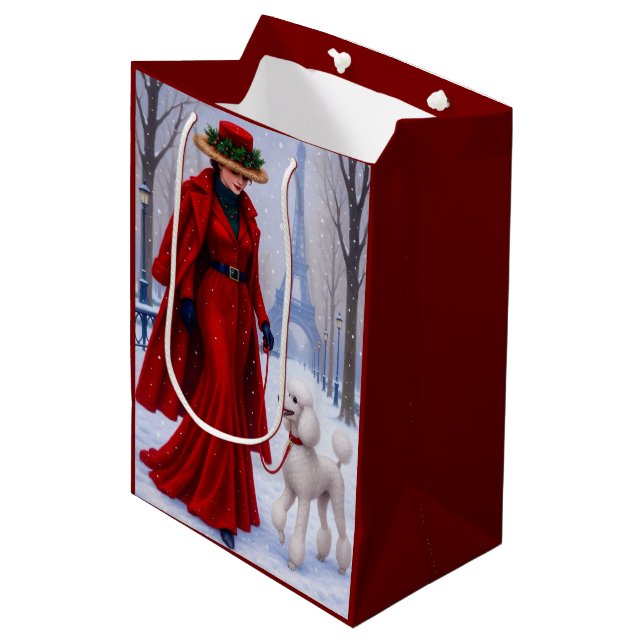 Bolsa De Regalo Mediana Miniature Poodle Holiday  (Angulo Anverso)