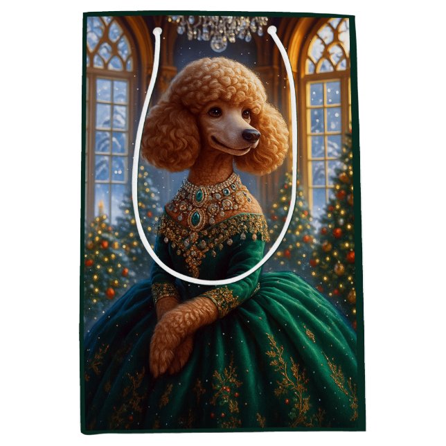 Bolsa De Regalo Mediana Miniature Poodle Holiday  (Anverso)