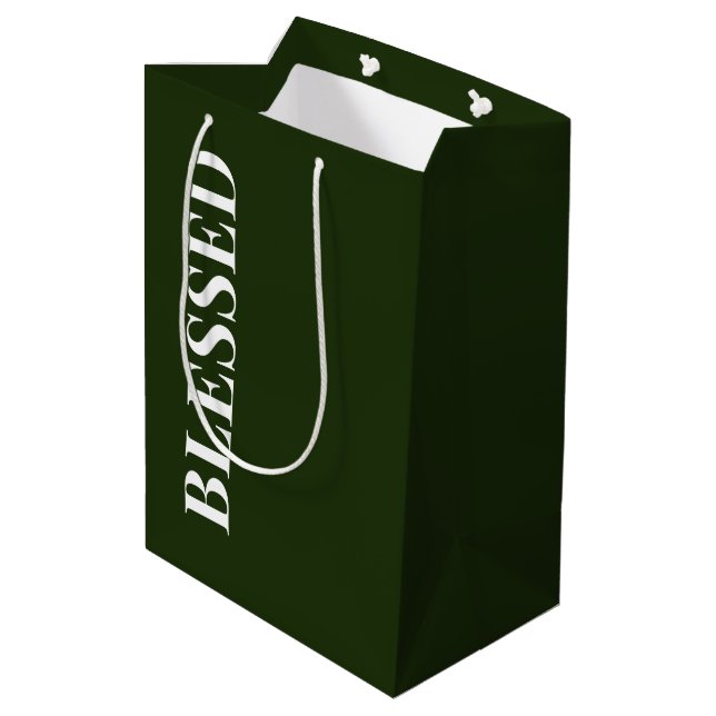 Bolsa De Regalo Mediana Minimal BLESSED | Forest Green Holiday (Angulo reverso)