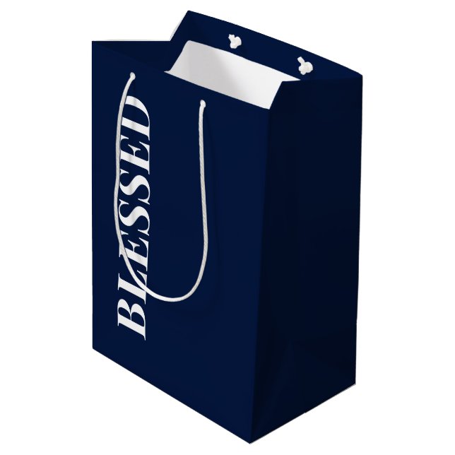 Bolsa De Regalo Mediana Minimal BLESSED | Navy Blue Holiday (Angulo reverso)