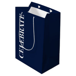 Bolsa De Regalo Mediana Minimal CELEBRATE | Azul Marino Navideño