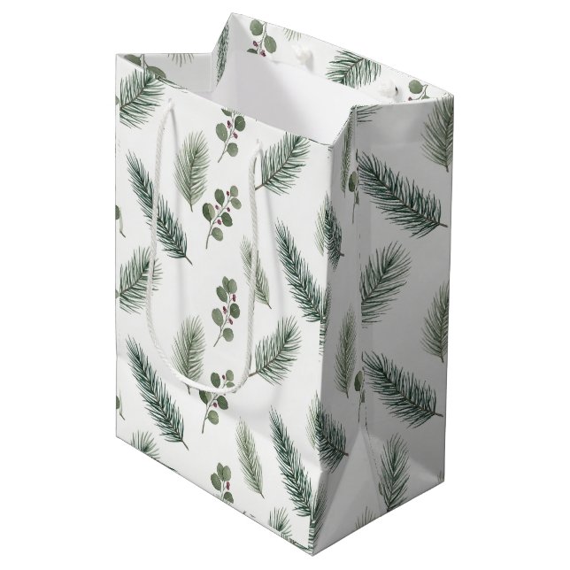 Bolsa De Regalo Mediana Minimal Christmas Pine Pattern, Scandi Style (Angulo Anverso)