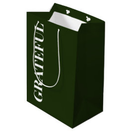 Bolsa De Regalo Mediana Minimal GRATEFUL | Forest Green Holiday