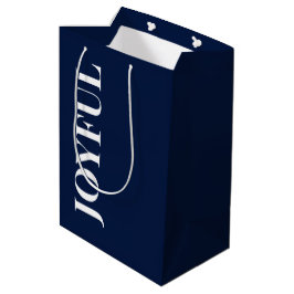 Bolsa De Regalo Mediana Minimal JOYFUL | Azul Marino Navideño
