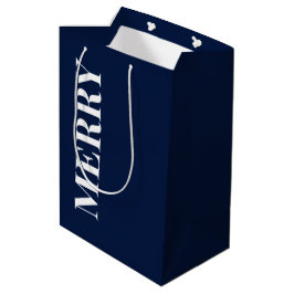 Bolsa De Regalo Mediana Minimal MERRY | Azul Marino Navideño