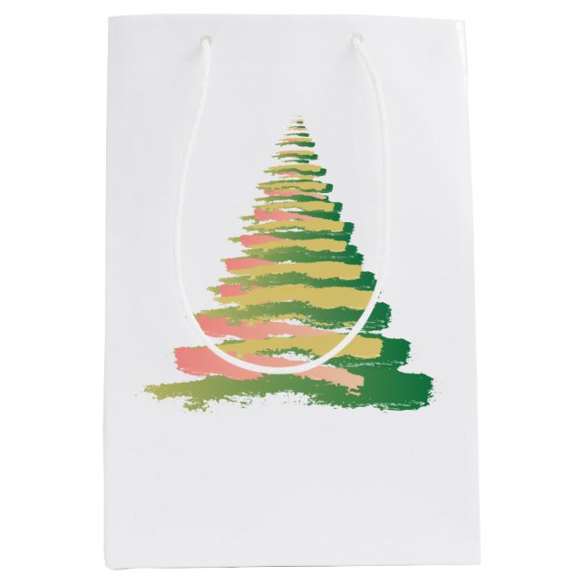 Bolsa De Regalo Mediana Minimalist Brushstroke Christmas Tree (Anverso)