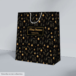 Bolsa De Regalo Mediana Minimalist watercolor gold and black holiday bag