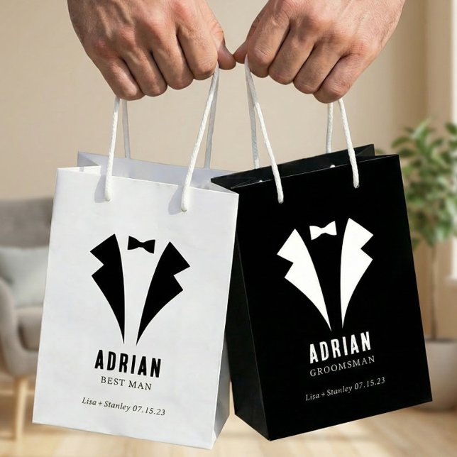 Bolsa De Regalo Mediana Minimalistic Wedding Best Man Name White (Subido por el creador)