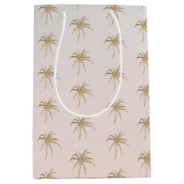 Bolsa De Regalo Mediana Mint Cream Ombre Palm Tropical Gold         